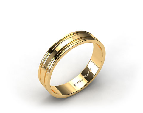 14k Yellow Gold 6mm Grooved Comfort Fit Wedding Band